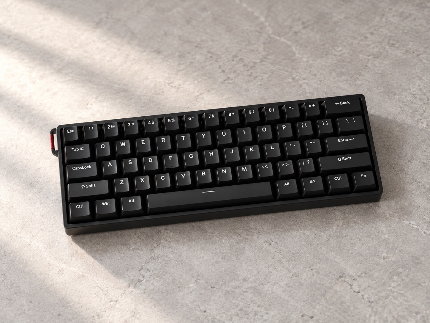 Ảnh AI minh họa bàn phím AULA WIN60 HE màu đen bố cục 60%